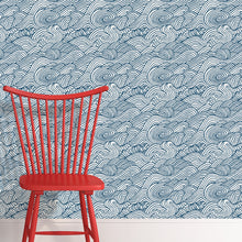 Load image into Gallery viewer, Navy Saybrook Peel &amp; Stick Wallpaper