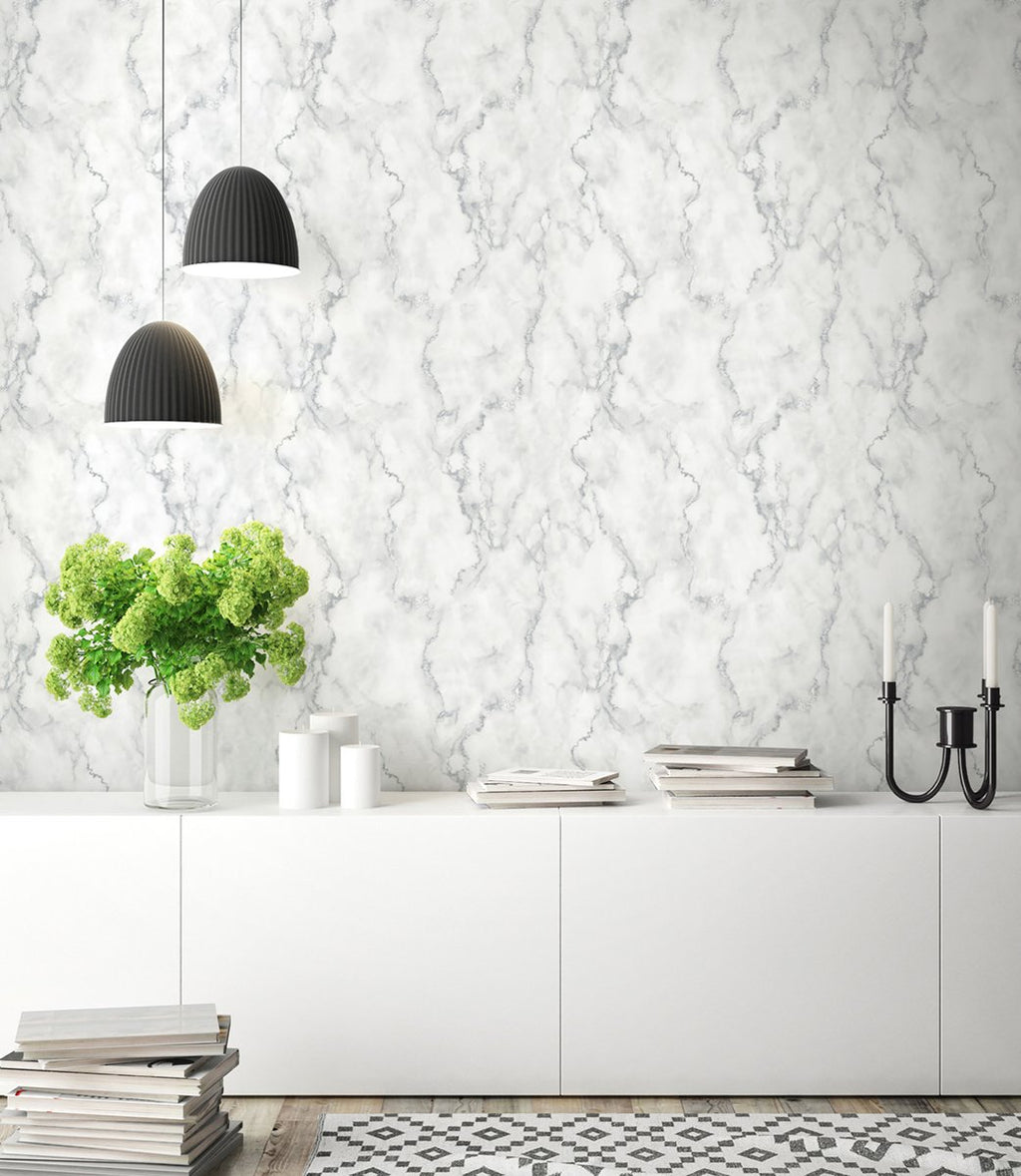 Faux Marble - Gray & Metallic Silver