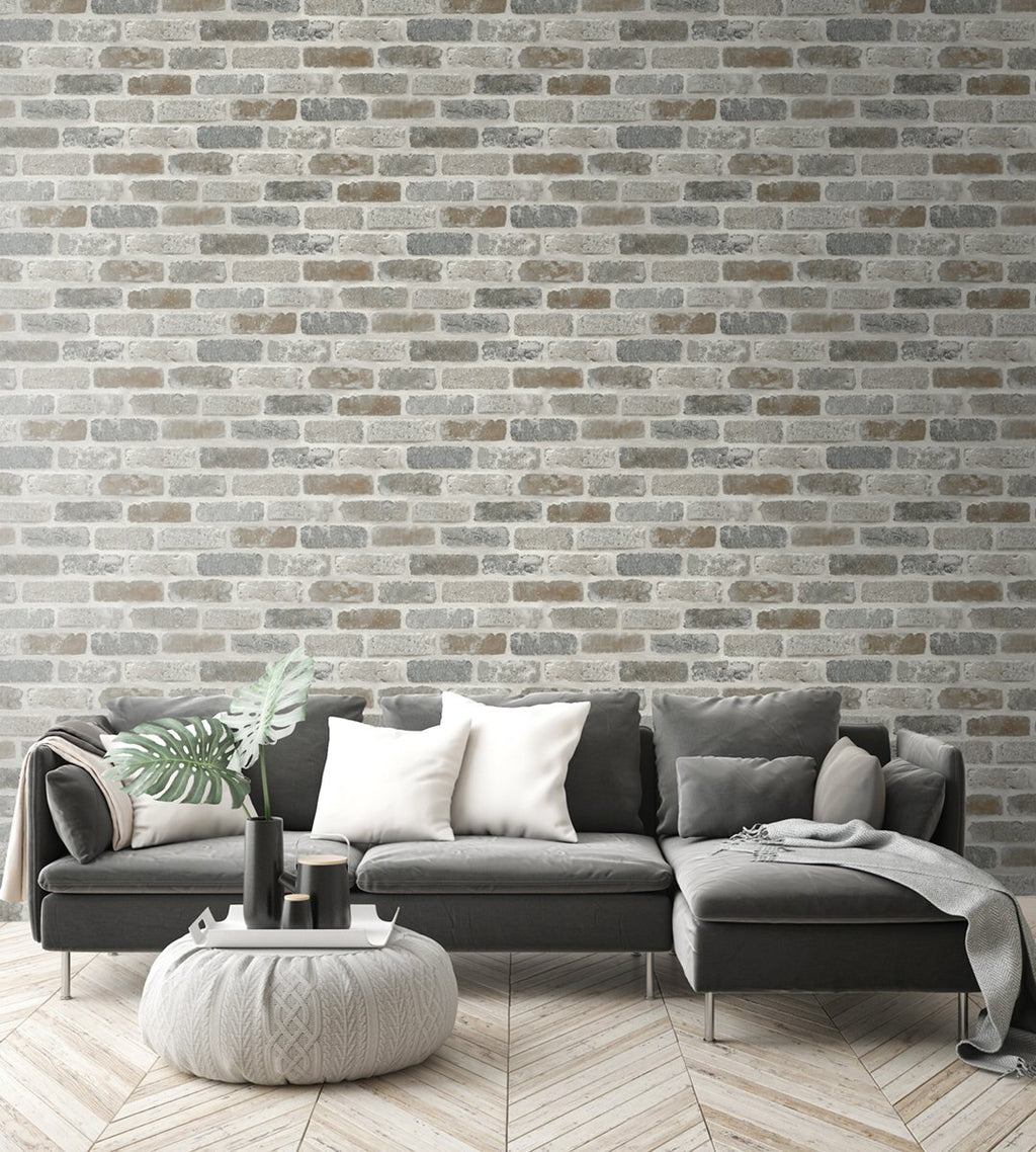 Washed Brick - Soft Gray & Rust