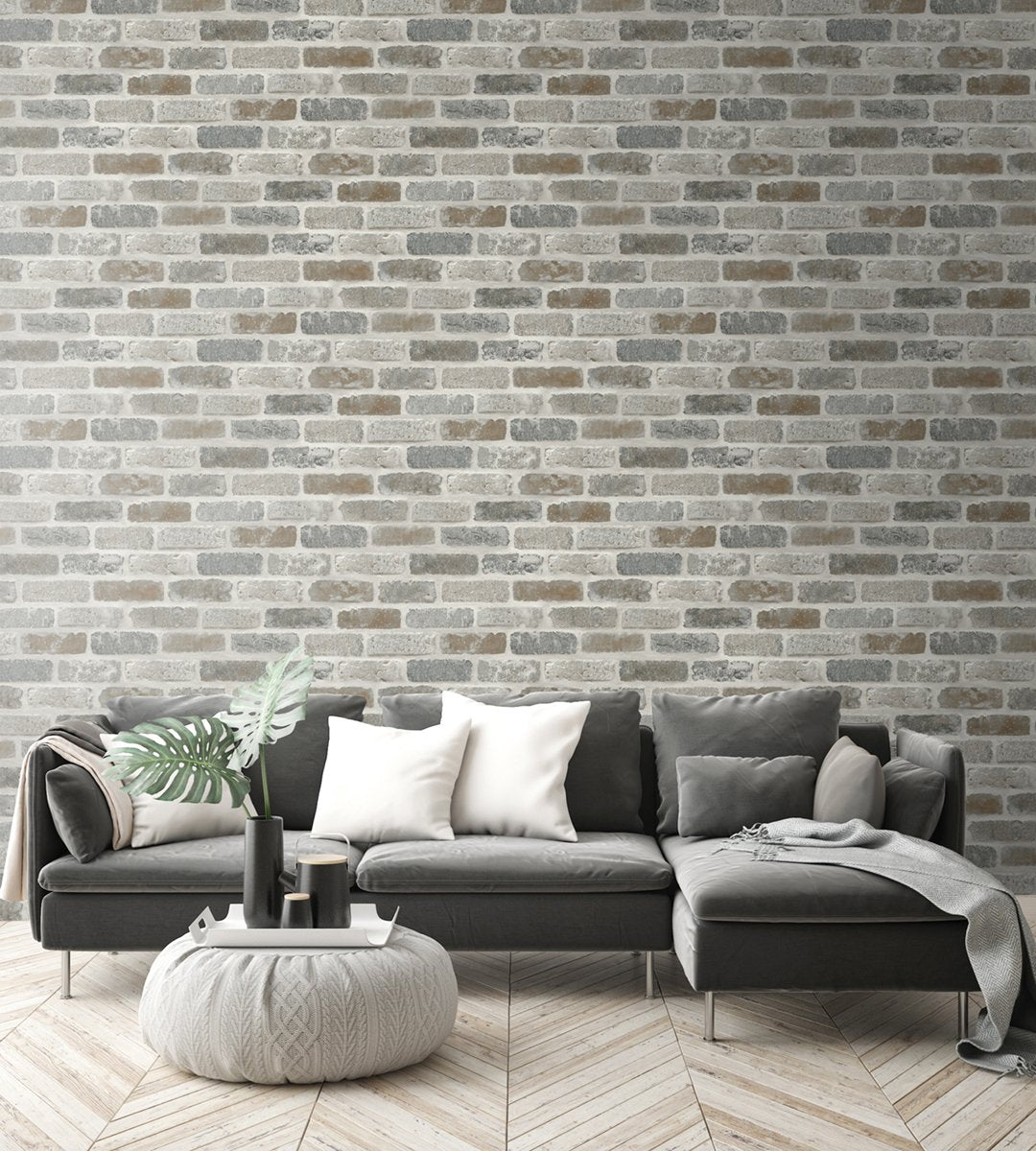 Washed Brick - Soft Gray & Rust