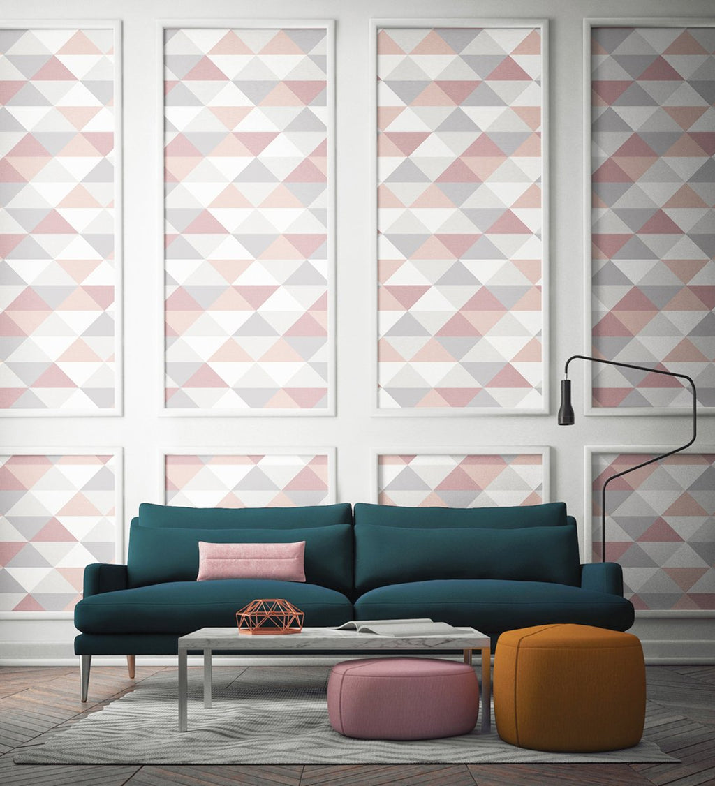 Mod Triangles - Pink & Metallic Silver