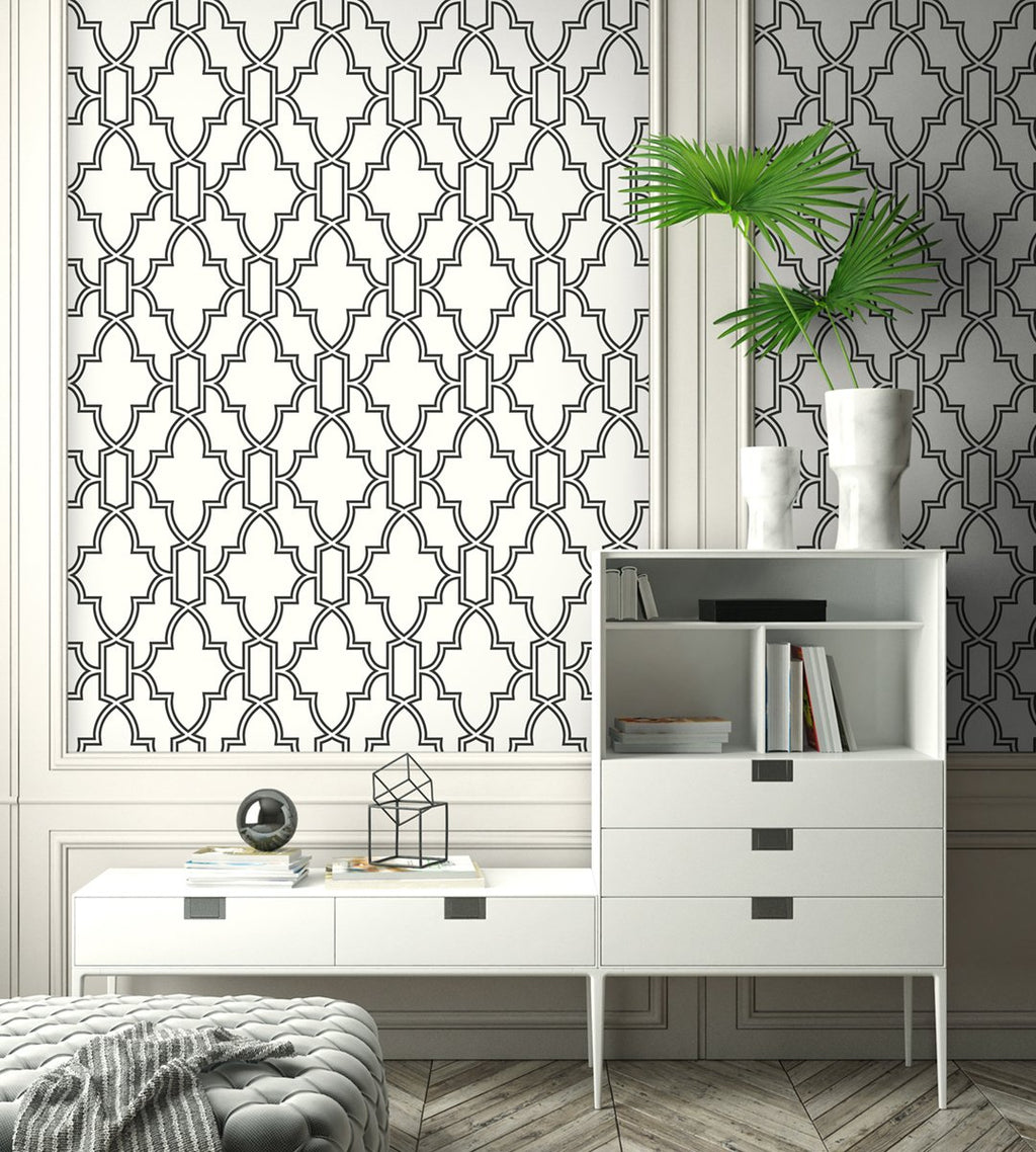 Black and White Tile Trellis - Black & White