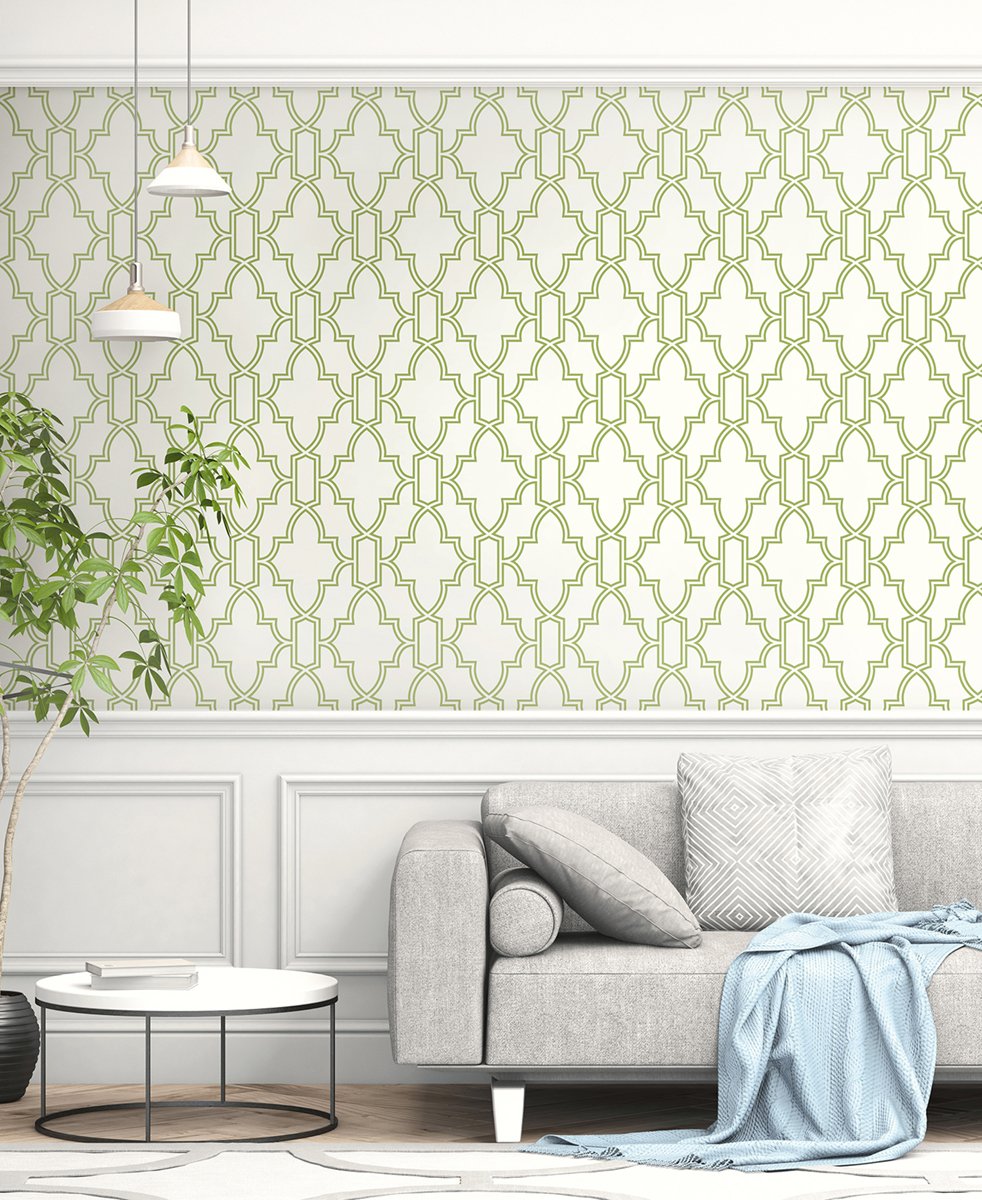 Green and White Tile Trellis - Green & White