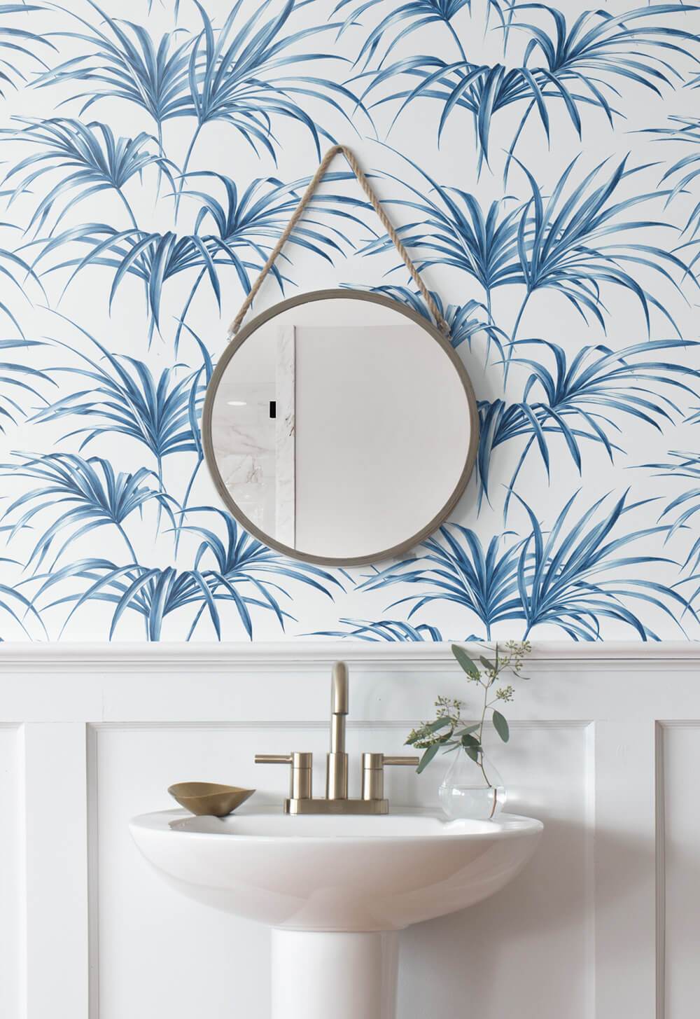 Tropical Palm Leaf - Coastal Blue