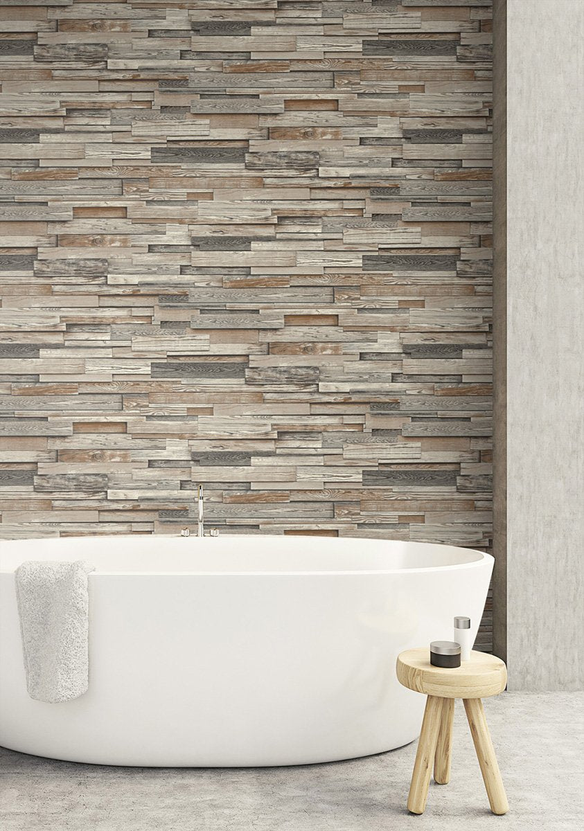 Reclaimed Wood Plank - Charcoal & Brown