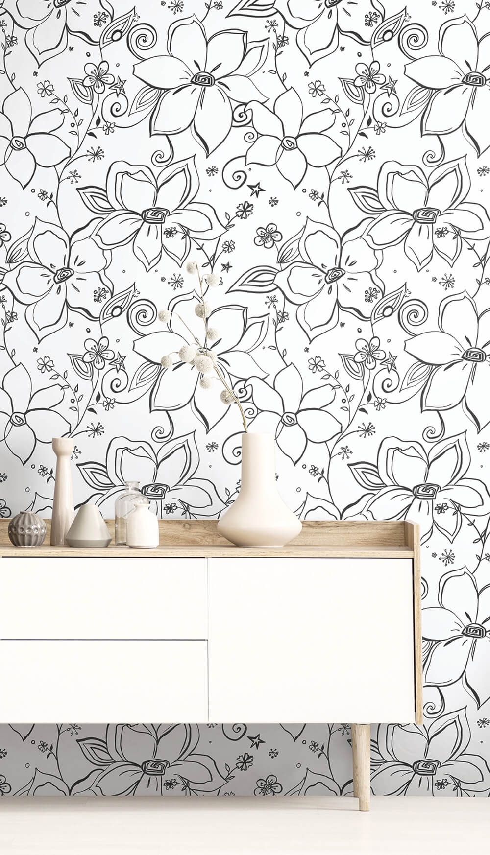 Linework Floral - Black