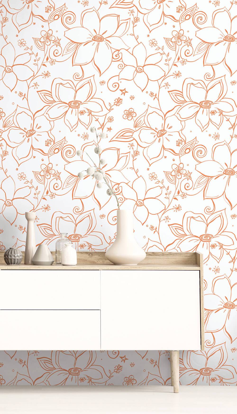Linework Floral - Orange