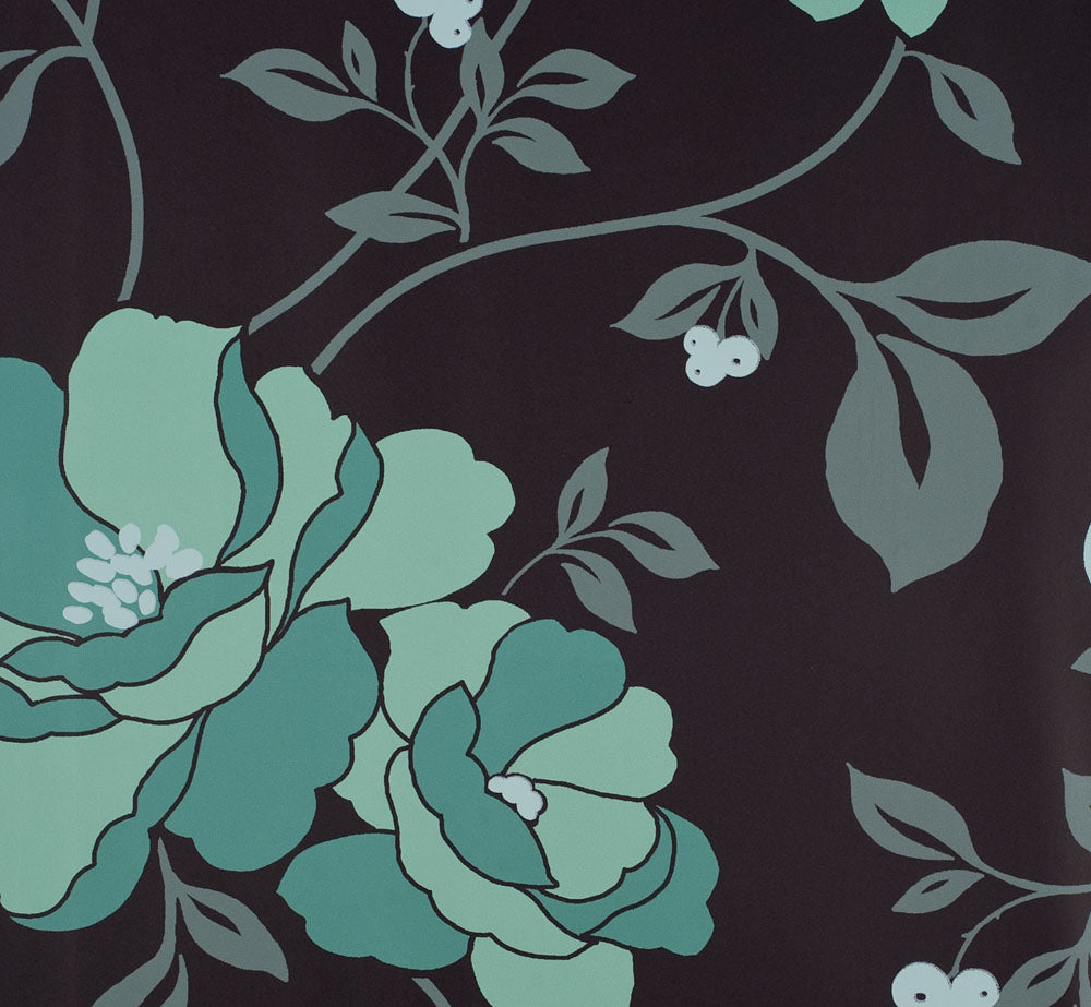 VG26244. Black bg. Teal floral
