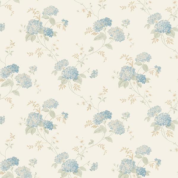 wallpaper, wallpapers, floral, flowers, vines, leaves, hydrangeas, small print, trail