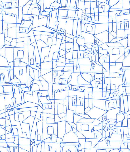 Cubist Cityscape Peel and Stick Wallpaper