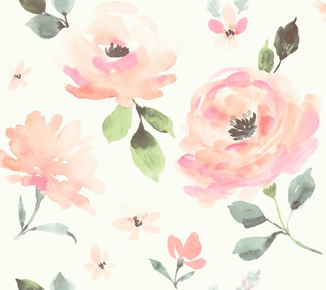Watercolor Blooms Peel and Stick Wallpaper