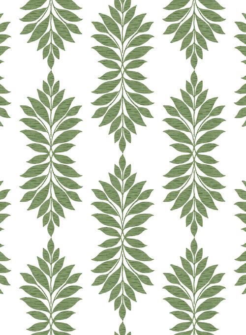 Pattern Broadsands Botanica is a thoughtfully placed pattern of botanical leaves in a delicate medallion of greenery.