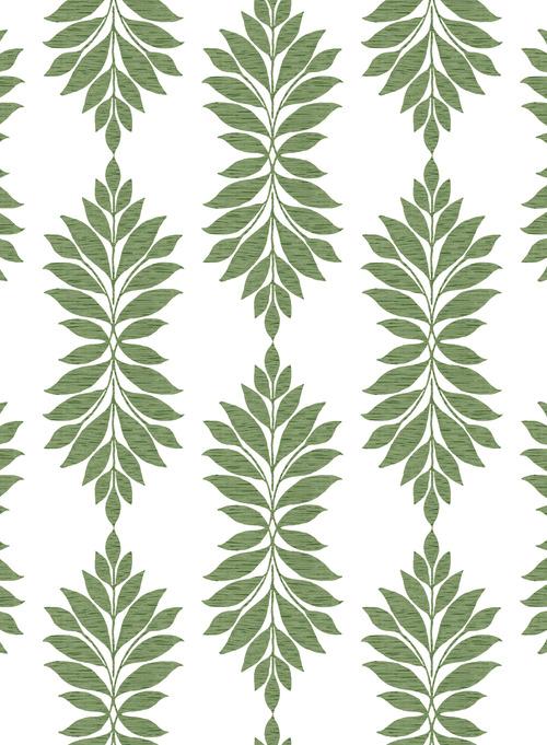 Pattern Broadsands Botanica is a thoughtfully placed pattern of botanical leaves in a delicate medallion of greenery.