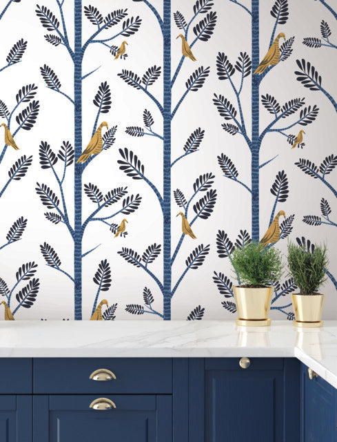 Aviary Branch Peel and Stick Wallpaper