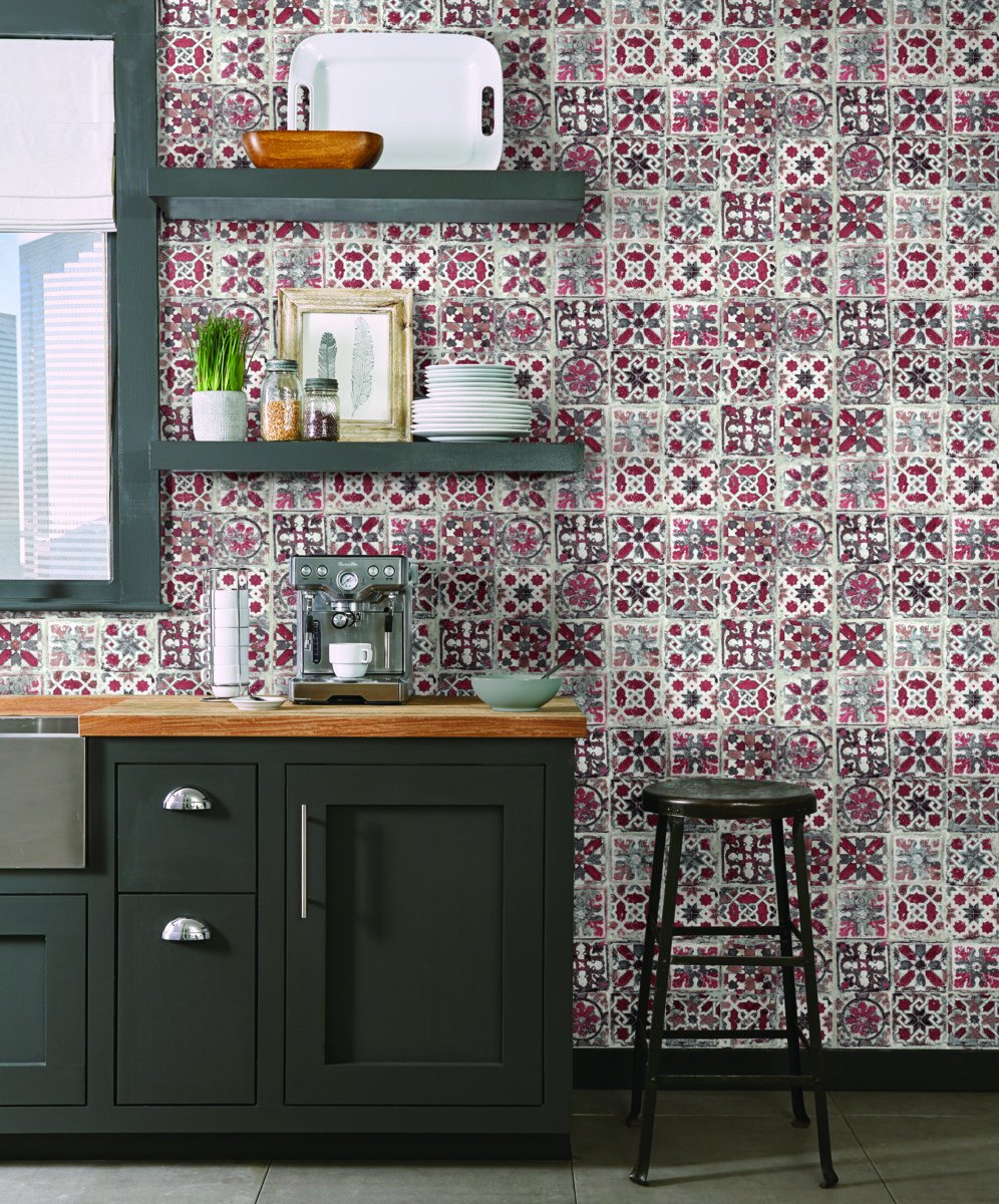 Encaustic Tile Peel and Stick Wallpaper