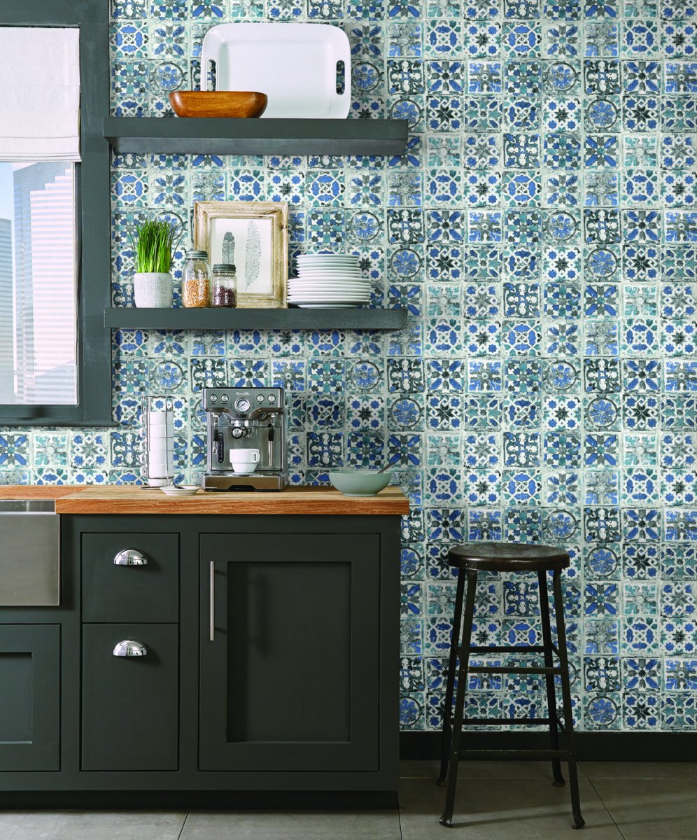 Encaustic Tile Peel and Stick Wallpaper