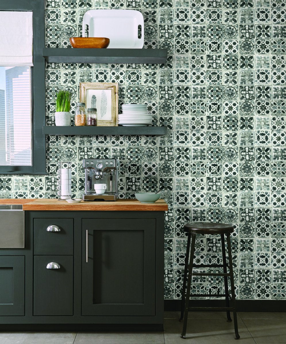 Encaustic Tile Peel and Stick Wallpaper