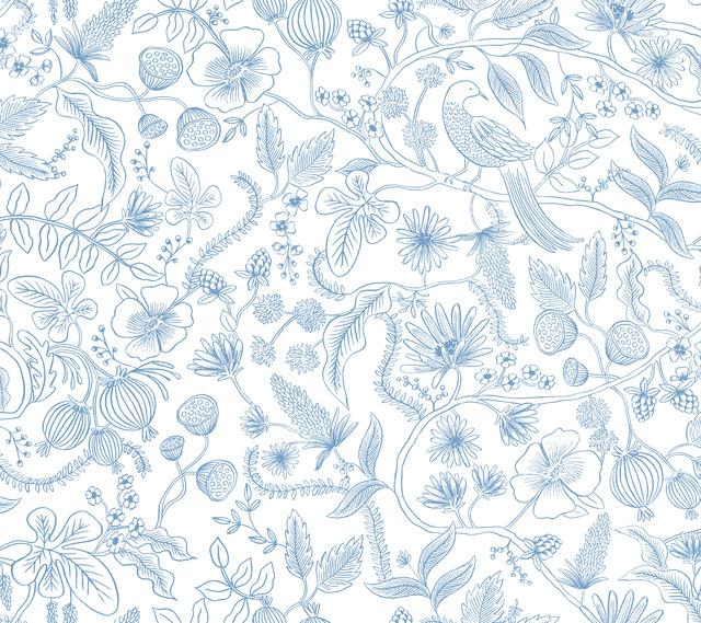 The intricate linework of the two-color Aviary print was originally created from a pen-and-ink drawing. Named for the bird...