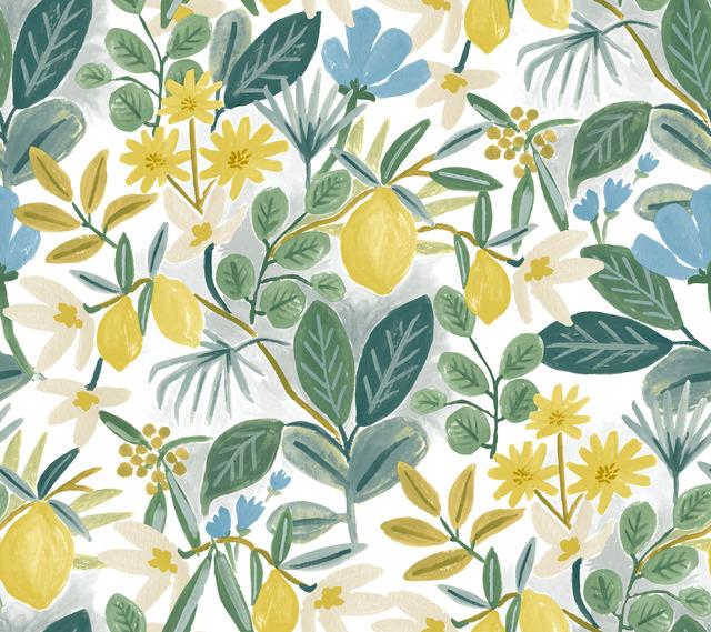 Named for the famed Italian coastline, the pastel, painterly Amalfi design features a grove of lemon trees bearing bright ...