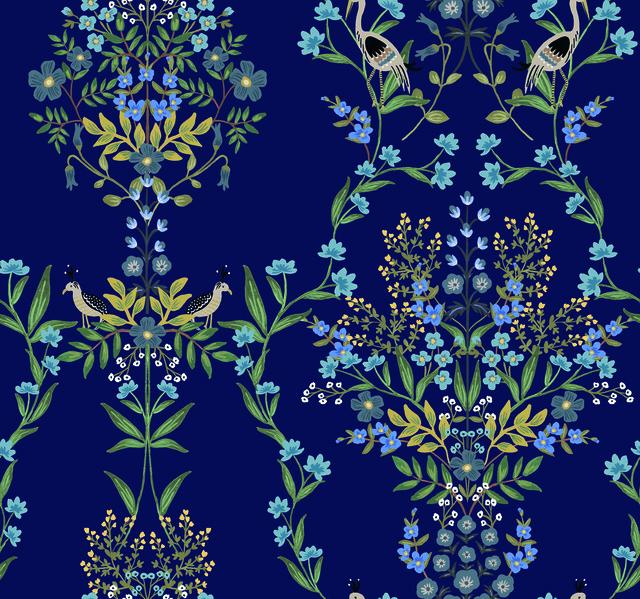Drawing inspiration from the legendary palace gardens, Luxembourg features curving, symmetrical vines of florals, greenery...