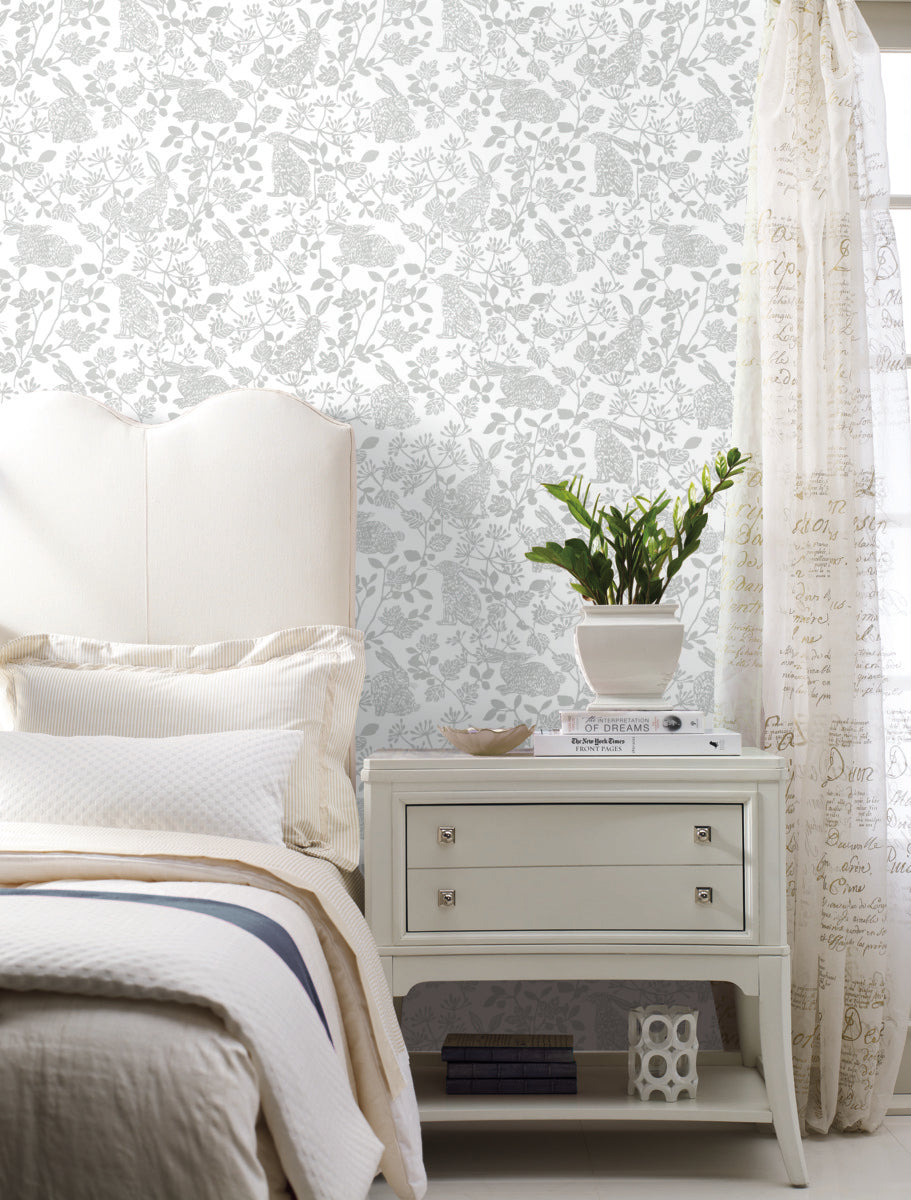 Botanical Bunnies Peel and Stick Wallpaper