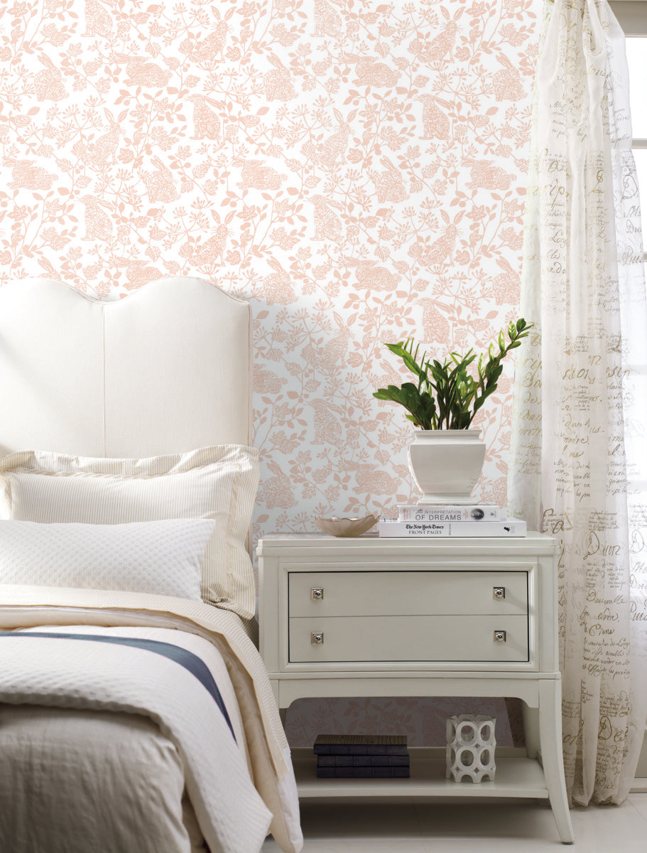 Botanical Bunnies Peel and Stick Wallpaper