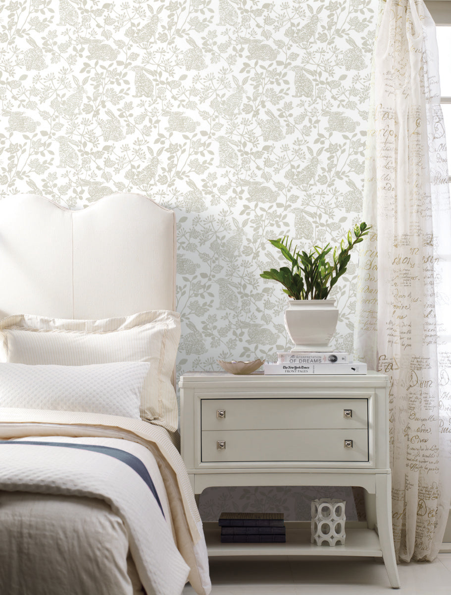 Botanical Bunnies Peel and Stick Wallpaper