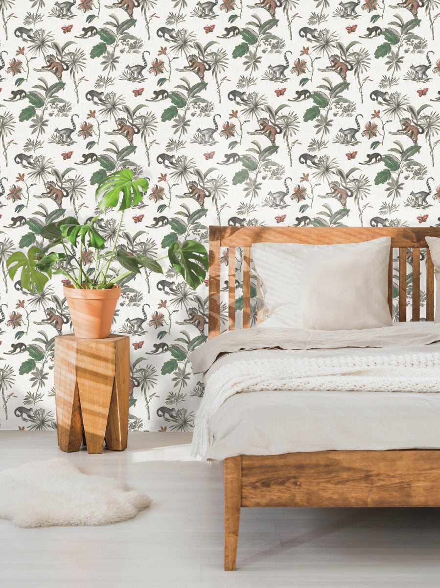 Botanicals & Lemurs Peel and Stick Wallpaper
