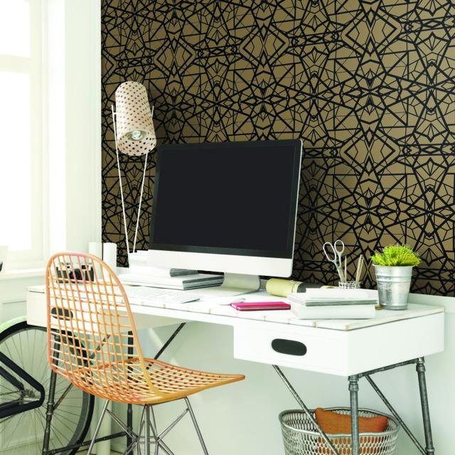 SHATTER GEOMETRIC GOLD/BLACK PEEL & STICK WALLPAPER