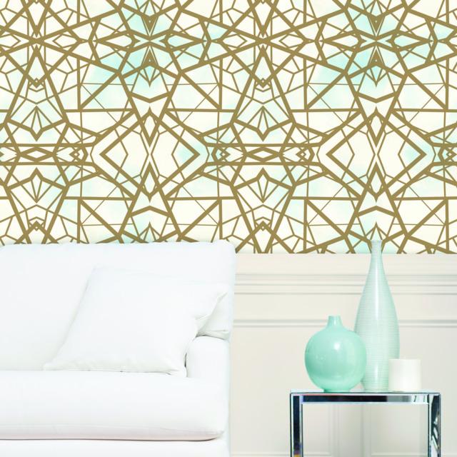 SHATTER GEOMETRIC GOLD/BLACK PEEL & STICK WALLPAPER