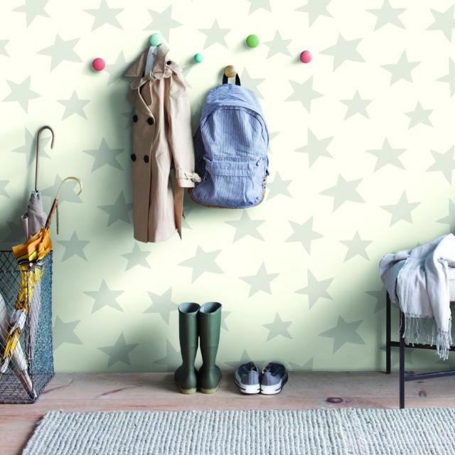 STAR- GREY PEEL & STICK WALLPAPER