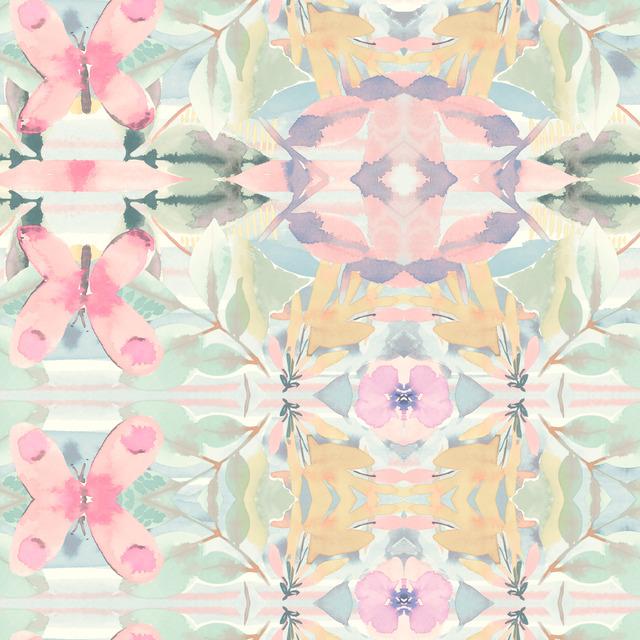 SYNCHRONIZED FLORAL PINK PEEL & STICK WALLPAPER