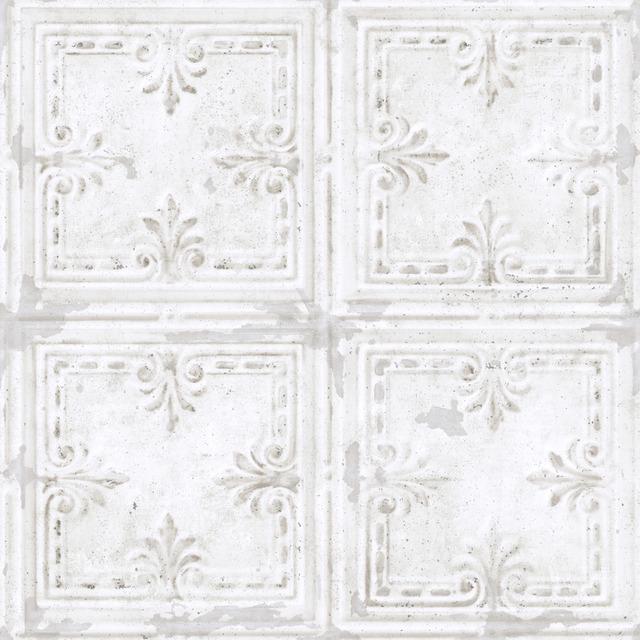 TIN TILE WHITE PEEL & STICK WALLPAPER