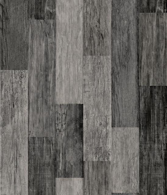 WEATHERED WOOD PLANK BLACK PEEL & STICK WALLPAPER