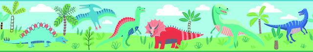 DINOSAUR PARADE PEEL & STICK WALLPAPER BORDER