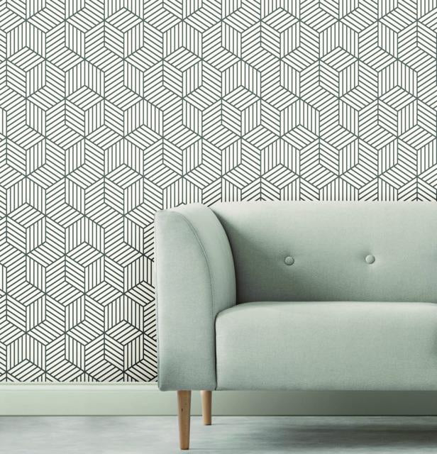 STRIPED HEXAGON PEEL & STICK WALLPAPER