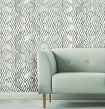 Load image into Gallery viewer, STRIPED HEXAGON PEEL &amp; STICK WALLPAPER