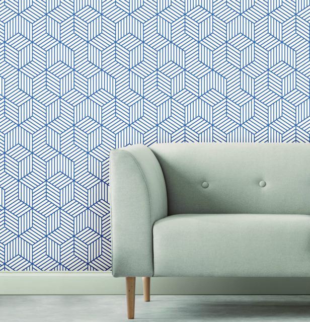 STRIPED HEXAGON PEEL & STICK WALLPAPER