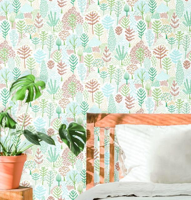 FOLKLORE TREES PEEL & STICK WALLPAPER