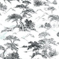 ORIENTAL TOILE PEEL & STICK WALLPAPER