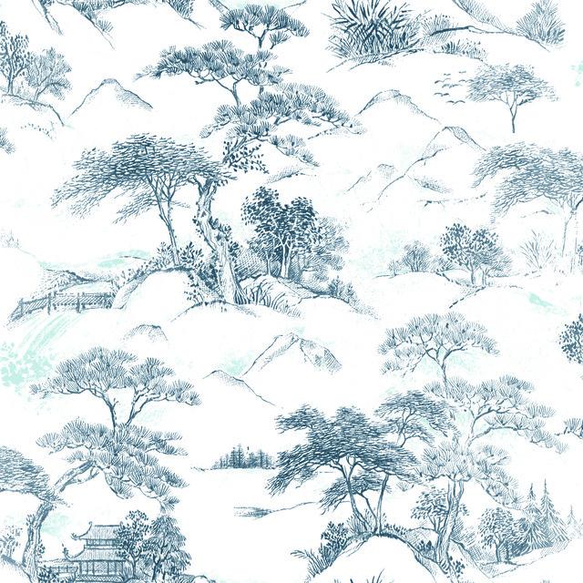 ORIENTAL TOILE PEEL & STICK WALLPAPER