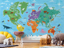 Load image into Gallery viewer, WORLD MAP MURAL PEEL &amp; STICK WALLPAPER