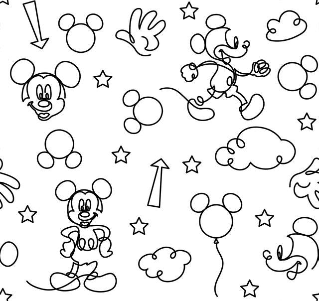 DISNEY MICKEY MOUSE LINE ART PEEL & STICK WALLPAPER