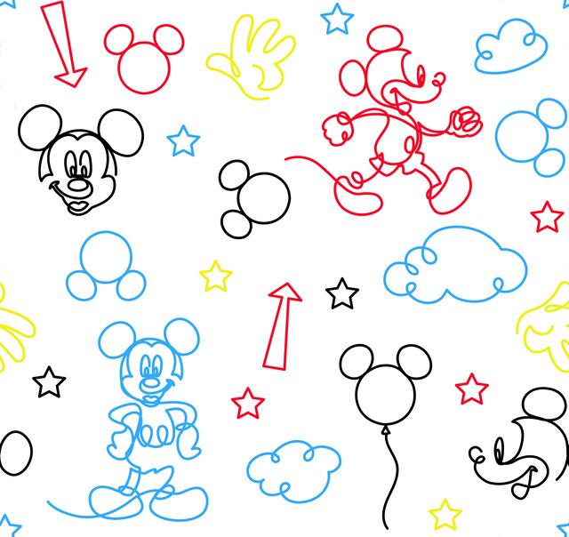 DISNEY MICKEY MOUSE LINE ART PEEL & STICK WALLPAPER
