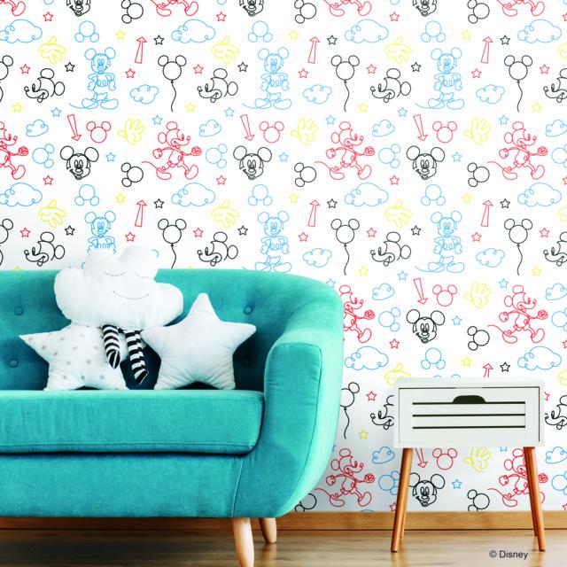 DISNEY MICKEY MOUSE LINE ART PEEL & STICK WALLPAPER