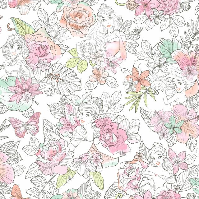 DISNEY PRINCESS ROYAL FLORAL PEEL & STICK WALLPAPER