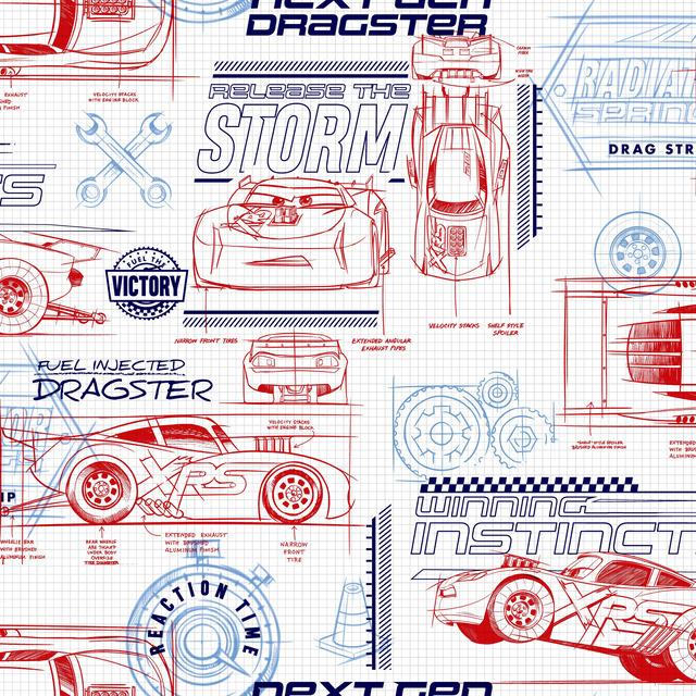 DISNEY AND PIXAR CARS SCHEMATIC PEEL & STICK WALLPAPER PEEL & STICK WALLPAPER