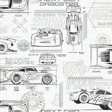 Load image into Gallery viewer, DISNEY AND PIXAR CARS SCHEMATIC PEEL &amp; STICK WALLPAPER PEEL &amp; STICK WALLPAPER