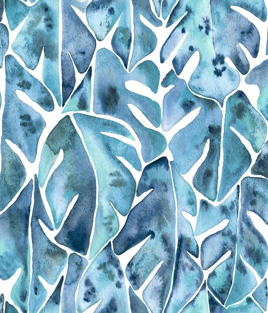 Give walls an zesty transformation with Cat Coq Blue Philodendron Peel and Stick Wallpaper by RoomMates. This brightly-col...