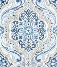 Load image into Gallery viewer, Give walls a timeless transformation with RoomMates� Blue Bohemian Damask Peel and Stick Wallpaper. Sophisticated and chic...